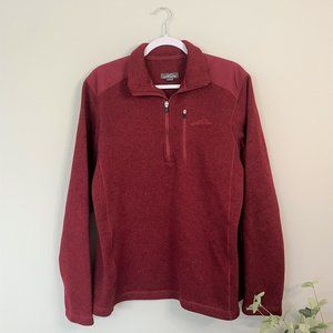 Eddie Bauer Men's Quarter-Zip Fleece Sweater, Red Pullover Sweater, Men's Large